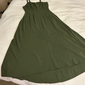Banana Republic stretch sateen Dark Green Maxi Dress